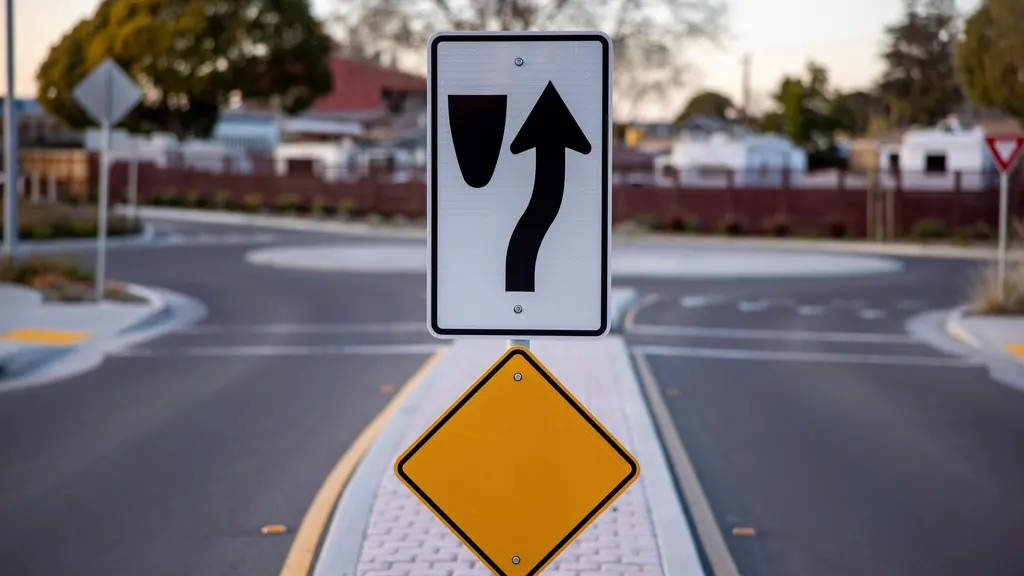 Road sign with an arrow showing which way to go