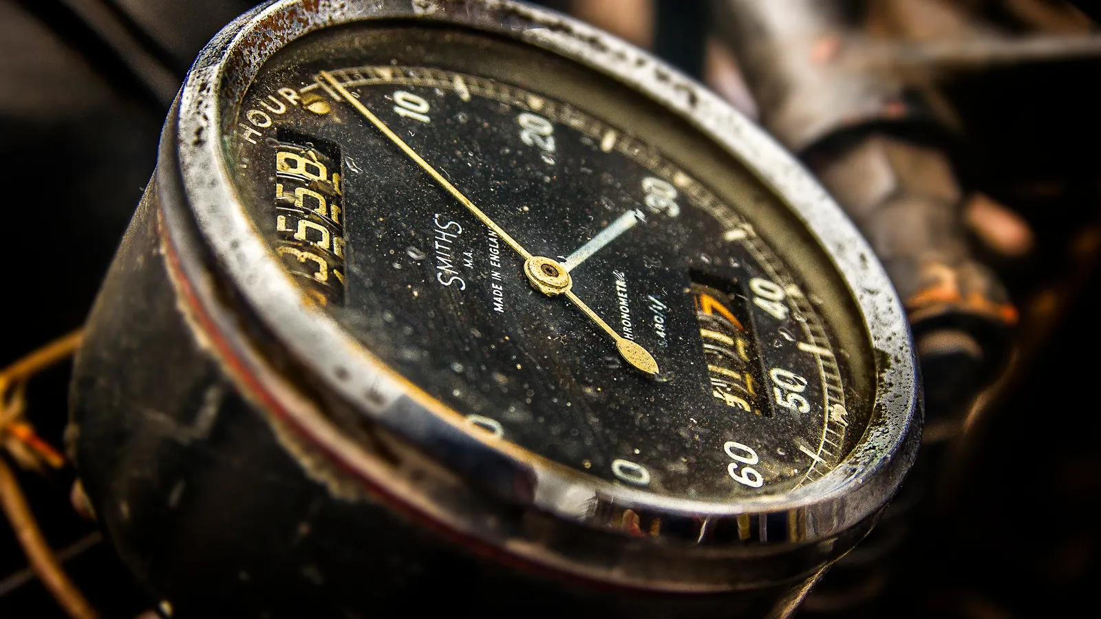 Close-up of an old speed gauge
